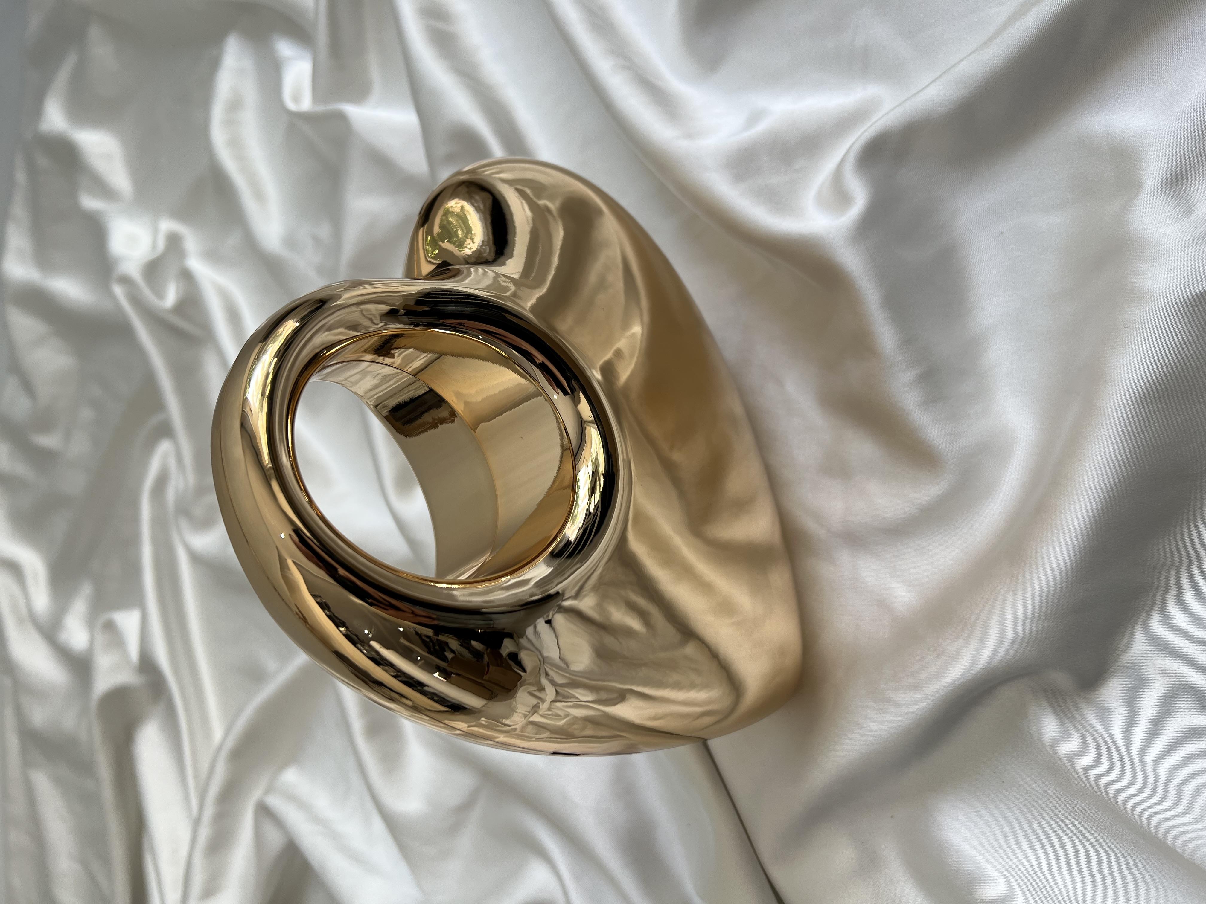 Kalp Abiye Model Düğün Nişan Çantası Gold