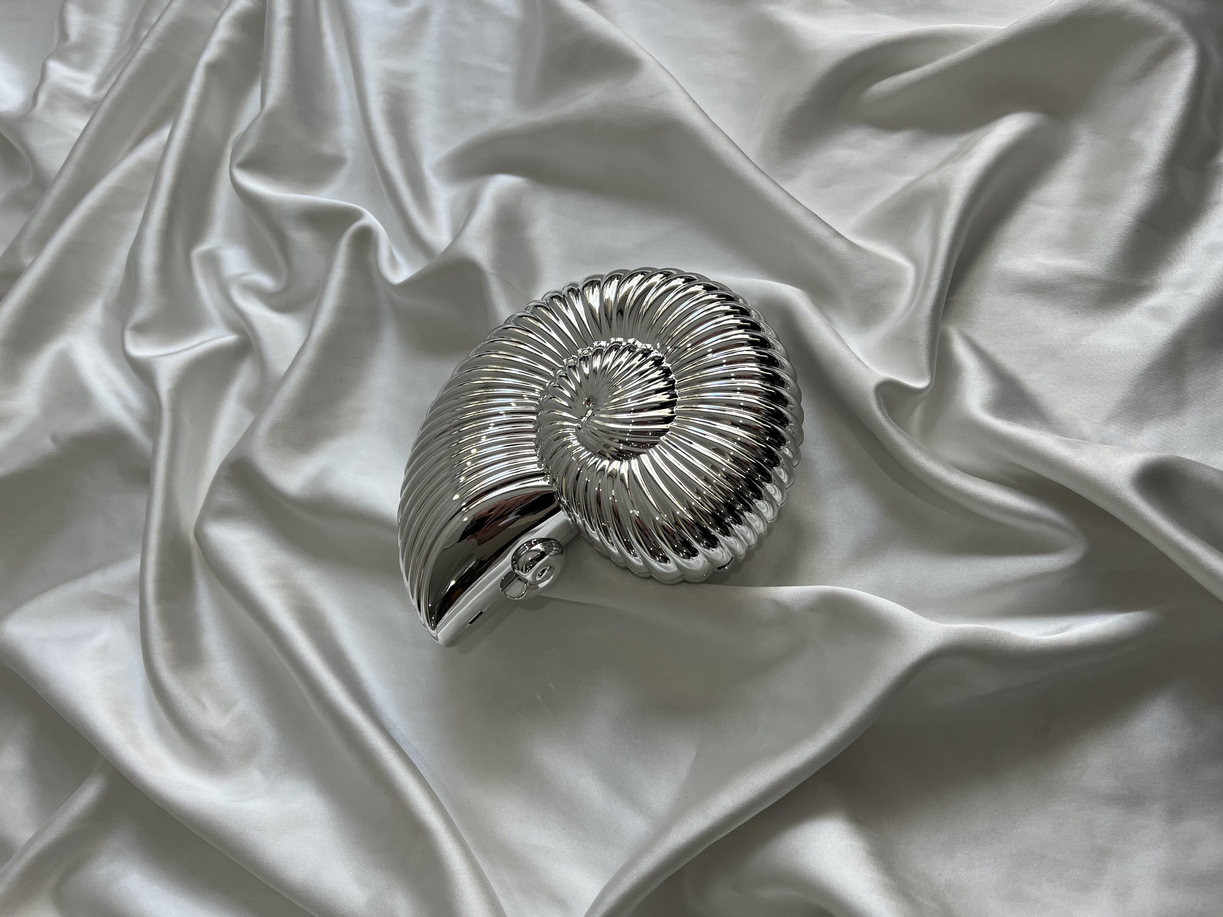 Nautilus Abiye Model Düğün Nişan Çantası Gümüş