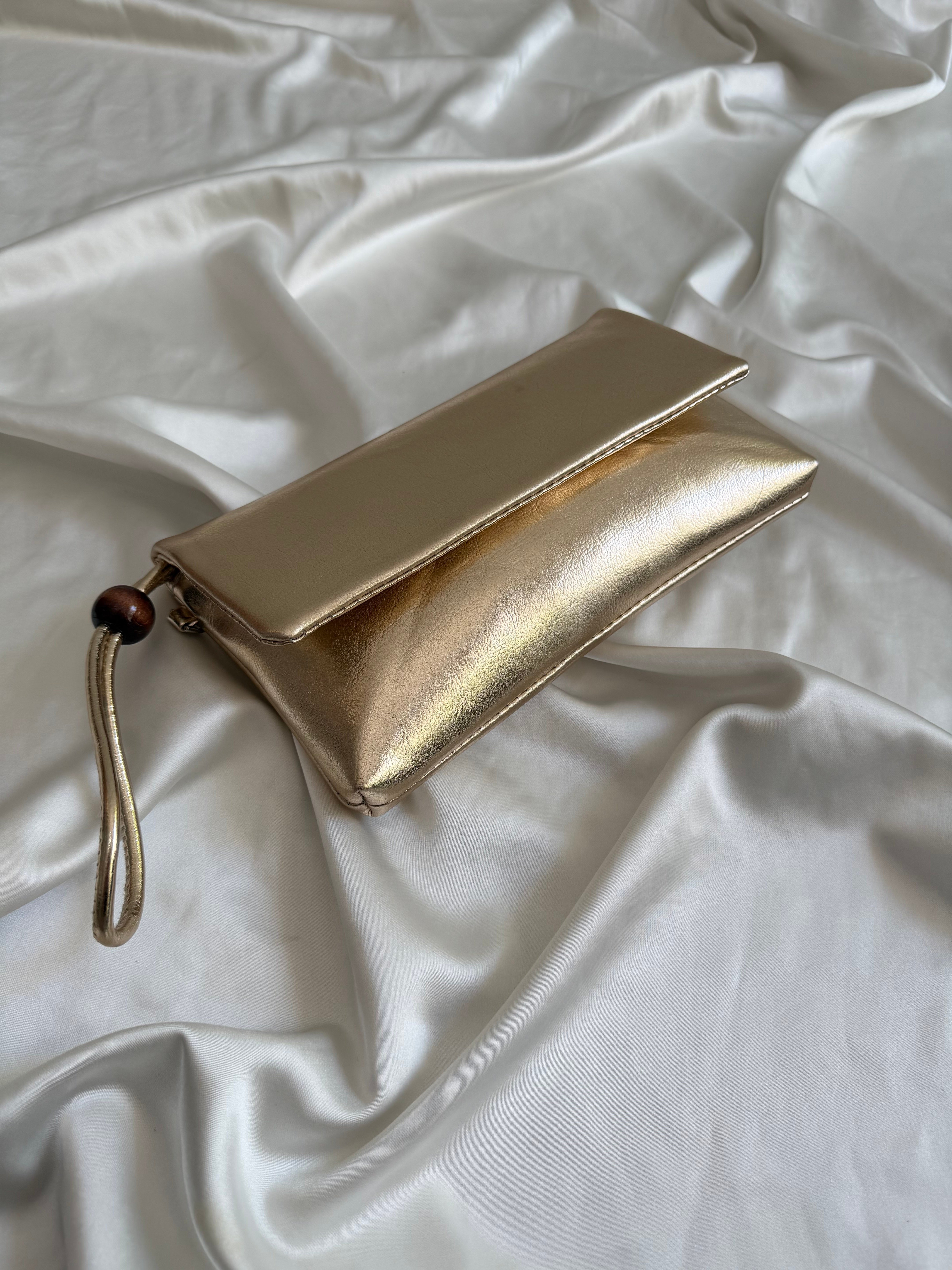 Sade Model Clutch Çanta , Portföy Çanta , El Çantası  Gold