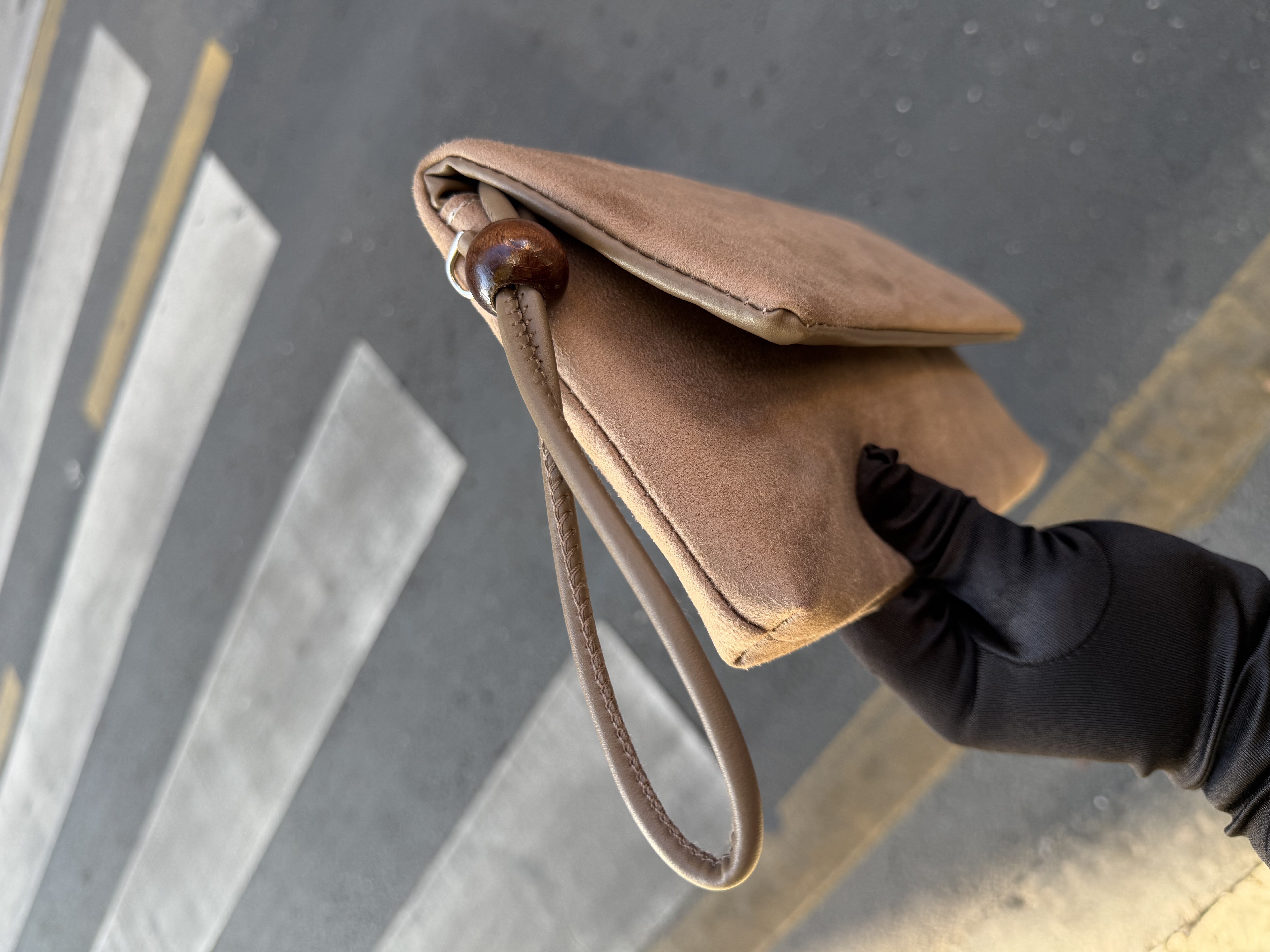 Sade Model Clutch Çanta , Portföy Çanta , El Çantası  Süet Vizon