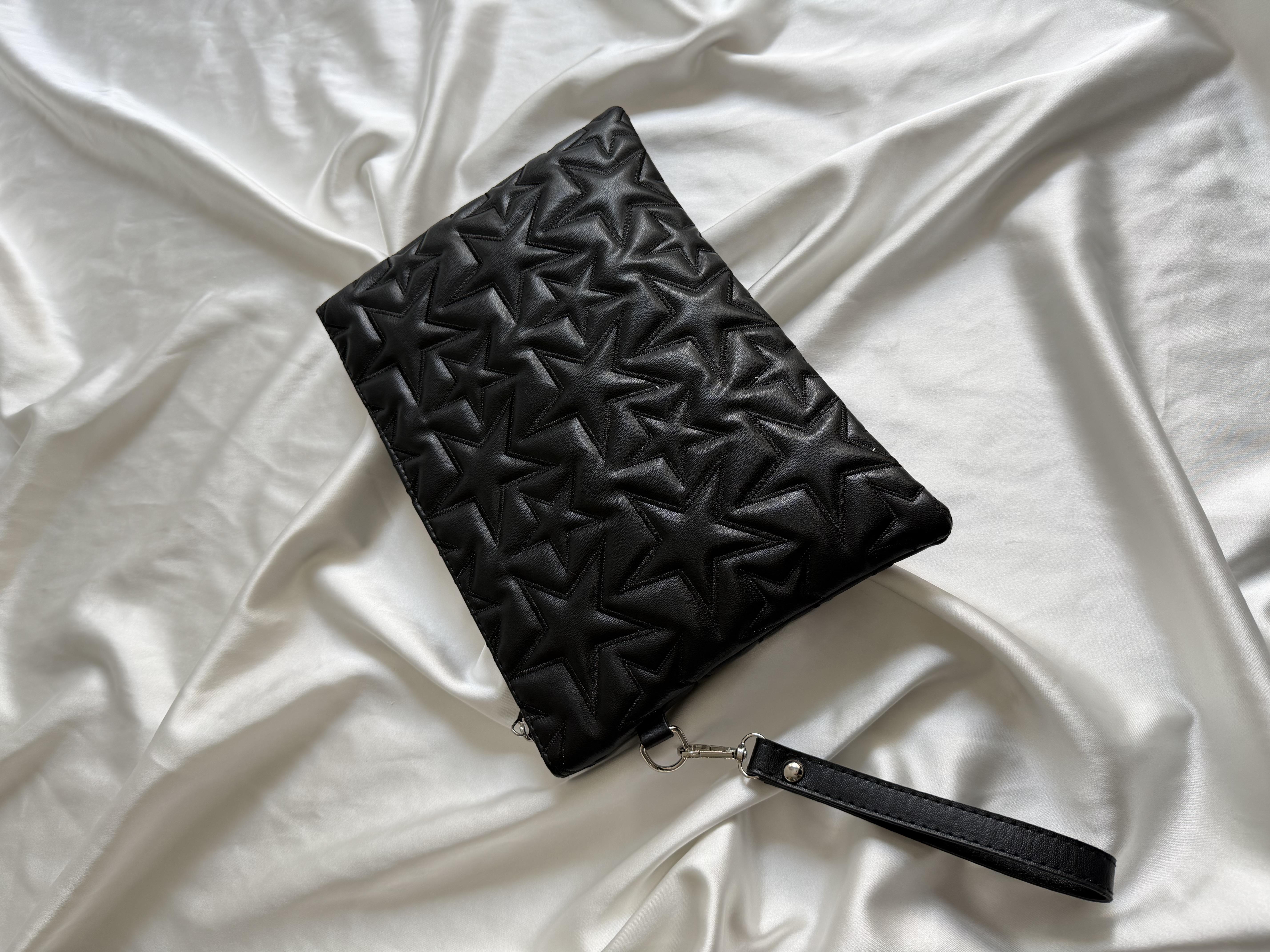 Yıldız Star Dikişli Kadın El Çantası Düz Siyah