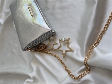 Canggu Model Clutch Çanta , Portföy Çanta , El Çantası Gümüş