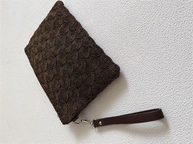 Dantel Model Clutch Çanta , Portföy Çanta , El Çantası Acı Kahve