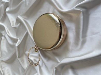 Deri Silindir Model Düğün Nişan Abiye Çanta Gold