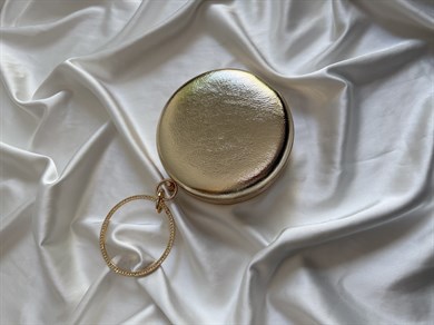 Deri Silindir Model Düğün Nişan Abiye Çanta Gold