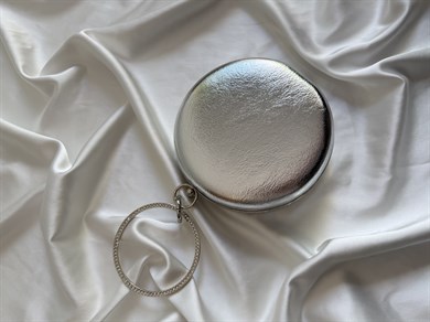 Deri Silindir Model Düğün Nişan Abiye Çanta Gümüş