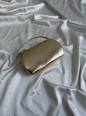 Flore Abiye Model Düğün Nişan Çantası Düz Gold