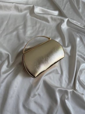 Flore Abiye Model Düğün Nişan Çantası Düz Gold