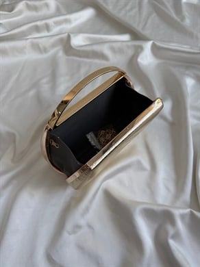 Flore Abiye Model Düğün Nişan Çantası Düz Gold