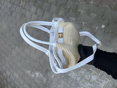 Gerçek Hasır Lima Model El Ve Kadın Omuz Çantası Beyaz