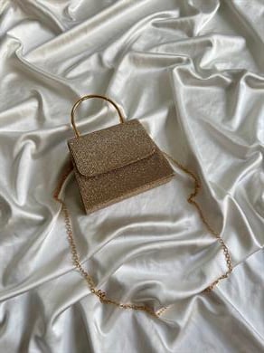 Golden Abiye Model Düğün Nişan Çantası Gold
