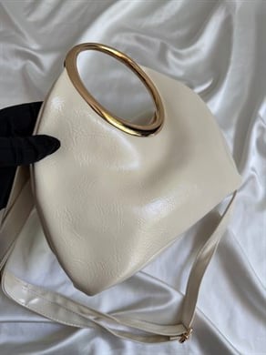 Halka Model El Ve Kadın Omuz Çapraz Çanta Krem