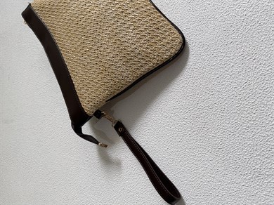 Hasır Clutch Çanta Model El Ve Kadın Omuz Çantası,Yazlık Çanta Acı Kahve