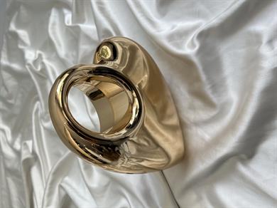 Kalp Abiye Model Düğün Nişan Çantası Gold