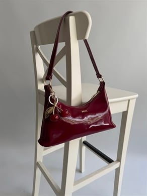 Rugan Baget Model Kadın El ve Omuz Çantası Bordo Cherry Red ( Kiraz Hediyeli )