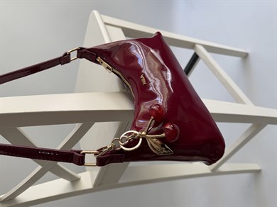 Rugan Baget Model Kadın El ve Omuz Çantası Bordo Cherry Red ( Kiraz Hediyeli )