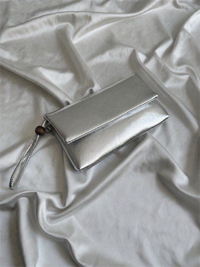 Sade Model Clutch Çanta , Portföy Çanta , El Çantası  Gümüş