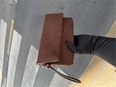 Sade Model Clutch Çanta , Portföy Çanta , El Çantası  Süet Acı Kahve