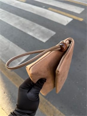 Sade Model Clutch Çanta , Portföy Çanta , El Çantası  Süet Vizon