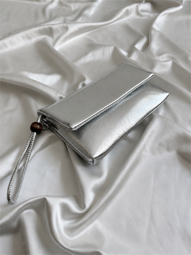 Sade Model Clutch Çanta , Portföy Çanta , El Çantası  Gümüş