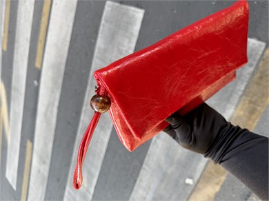 Sade Model Clutch Çanta , Portföy Çanta , El Çantası  Kırmızı