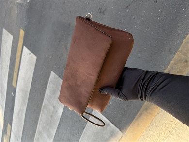 Sade Model Clutch Çanta , Portföy Çanta , El Çantası  Süet Acı Kahve