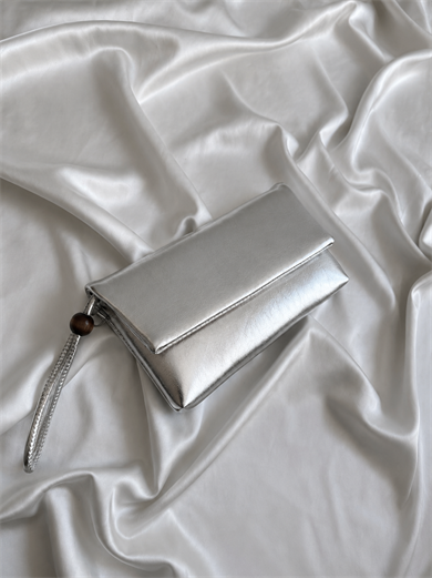 Sade Model Clutch Çanta , Portföy Çanta , El Çantası  Gümüş