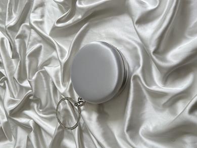 Saten Silindir Model Düğün Nişan Abiye Çanta Gümüş