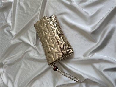 Star Kapaklı Model Clutch Çanta , Portföy Çanta , El Çantası  Gold