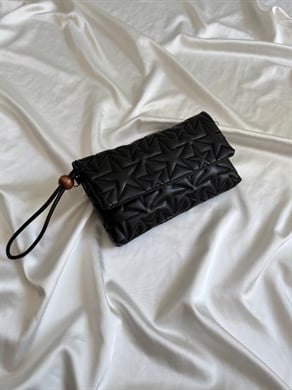 Star Kapaklı Model Clutch Çanta , Portföy Çanta , El Çantası  Siyah