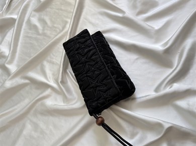 Star Kapaklı Model Clutch Çanta , Portföy Çanta , El Çantası  Kumaş Siyah