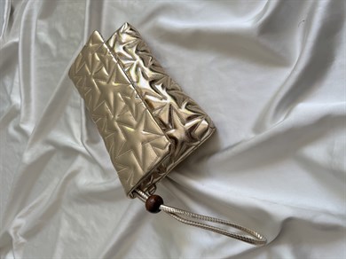 Star Kapaklı Model Clutch Çanta , Portföy Çanta , El Çantası  Gold