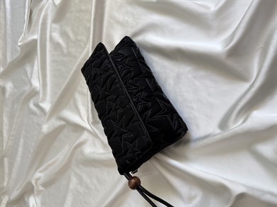 Star Kapaklı Model Clutch Çanta , Portföy Çanta , El Çantası  Kumaş Siyah