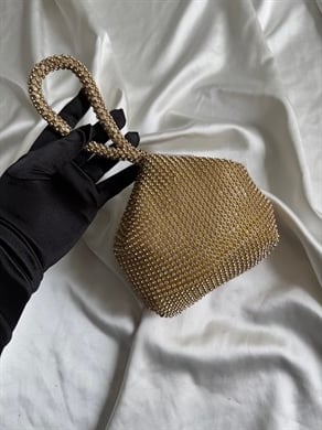 Torba Model Kadın Çanta, Abiye Çanta, Düğün Çantası, Nişan Çantası Gold