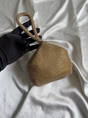 Torba Model Kadın Çanta, Abiye Çanta, Düğün Çantası, Nişan Çantası Gold