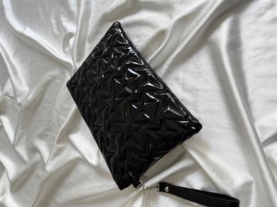 Yıldız Star Dikişli Kadın El Çantası Rugan Siyah