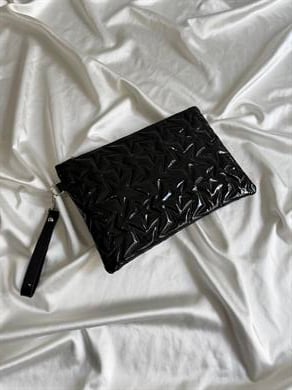 Yıldız Star Dikişli Kadın El Çantası Rugan Siyah