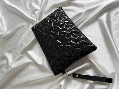 Yıldız Star Dikişli Kadın El Çantası Rugan Siyah