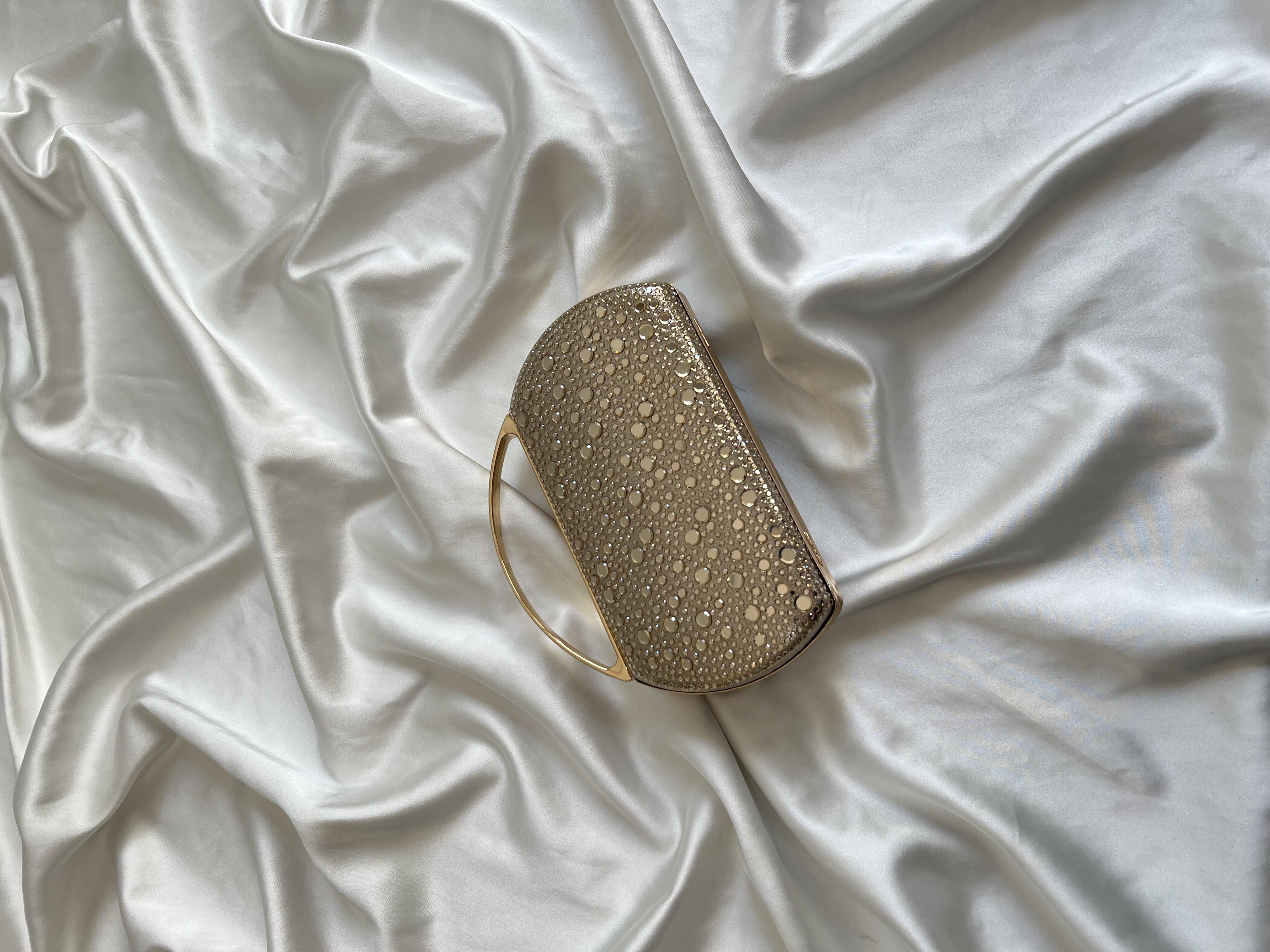 Flore Abiye Model Düğün Nişan Çantası Gold