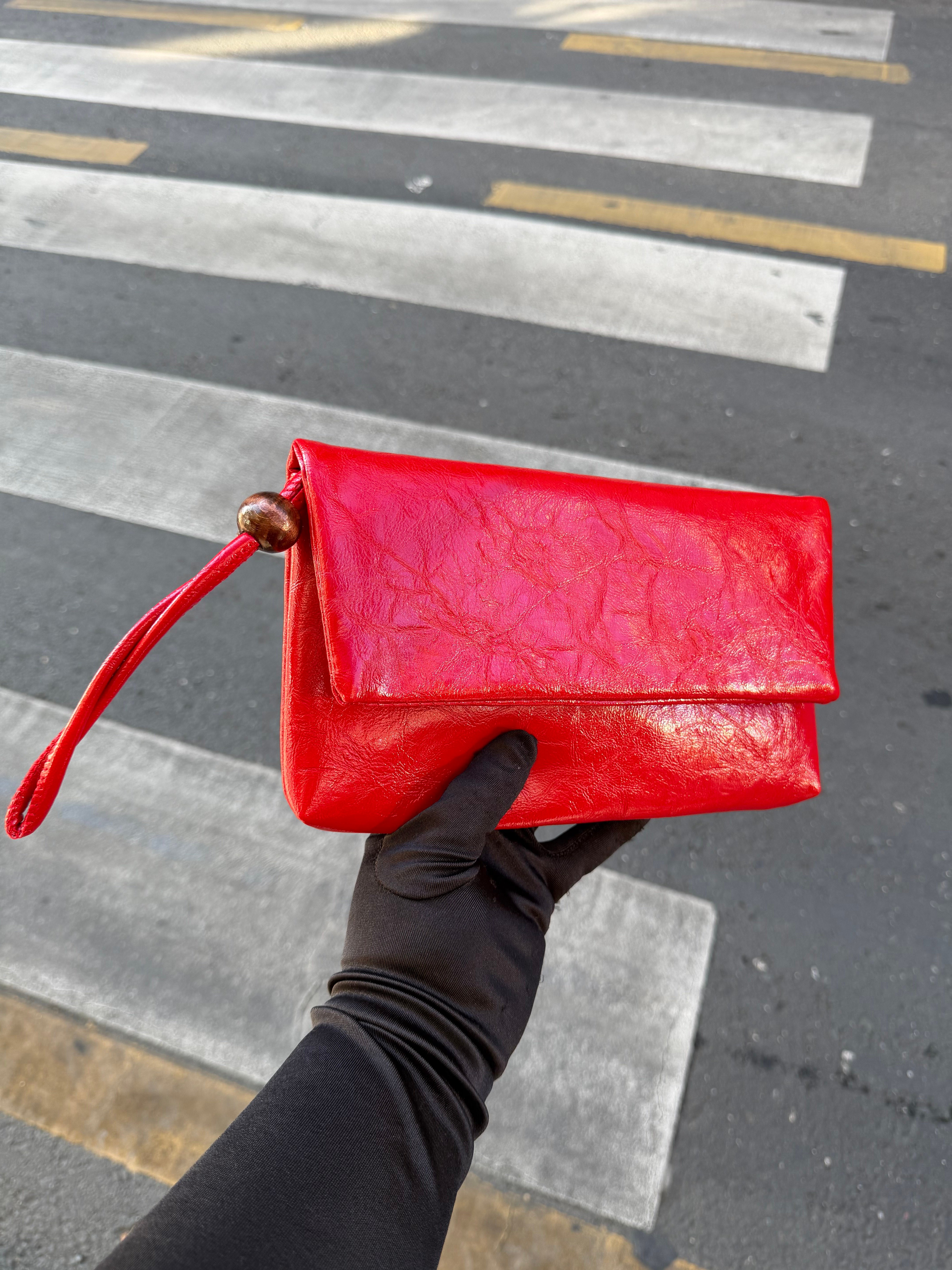 Sade Model Clutch Çanta , Portföy Çanta , El Çantası  Kırmızı