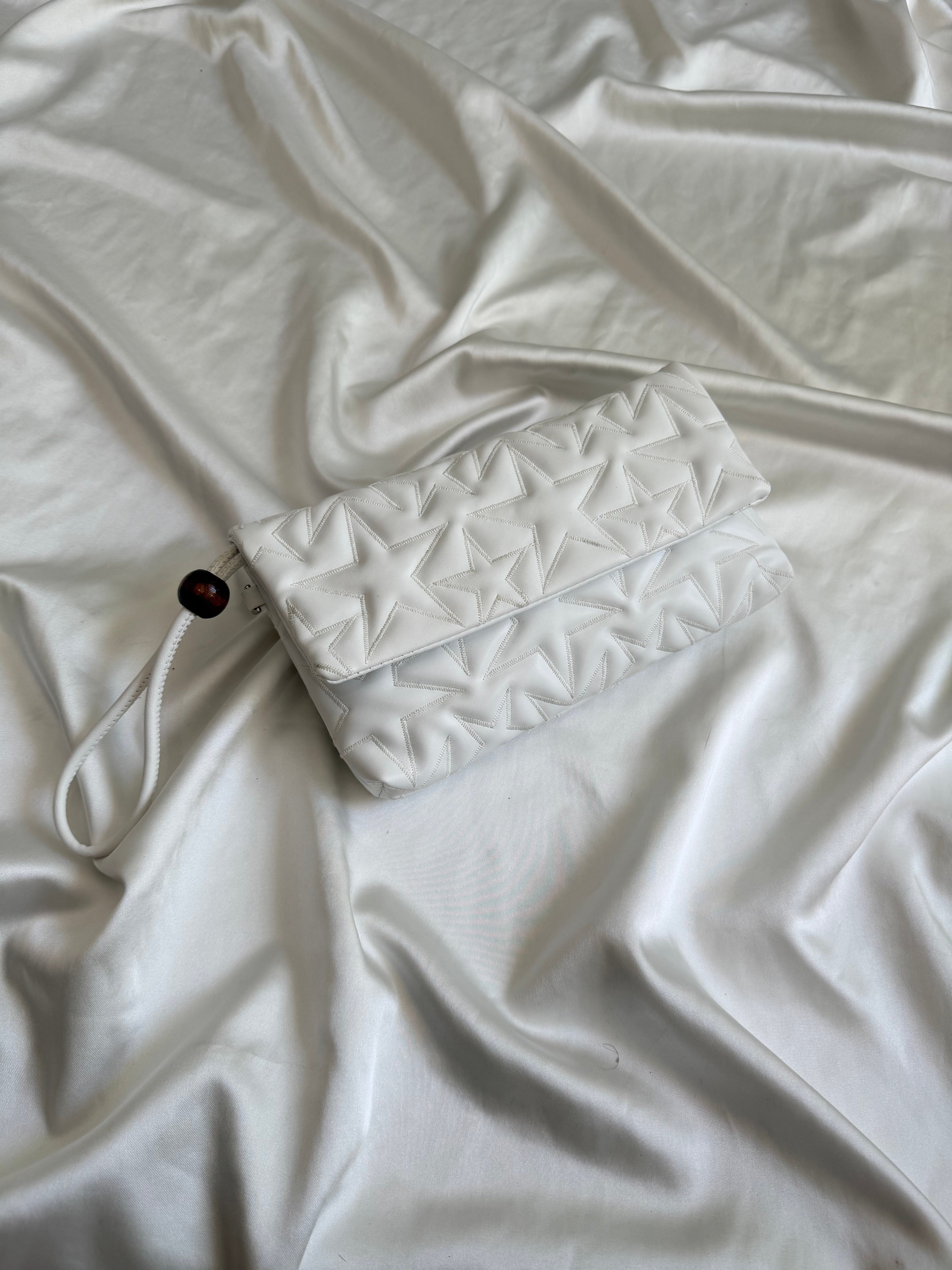 Star Kapaklı Model Clutch Çanta , Portföy Çanta , El Çantası  Beyaz