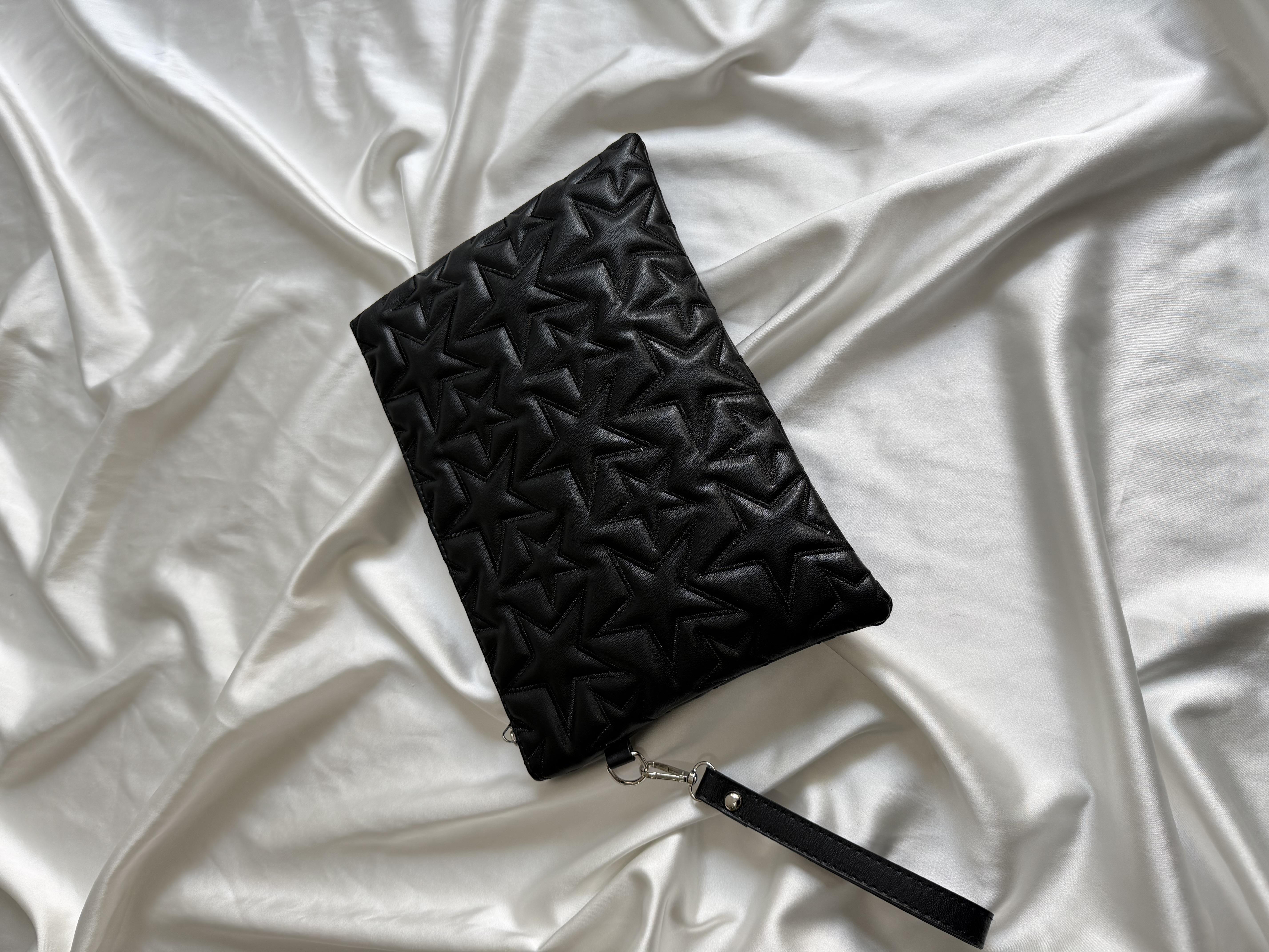 Yıldız Star Dikişli Kadın El Çantası Düz Siyah