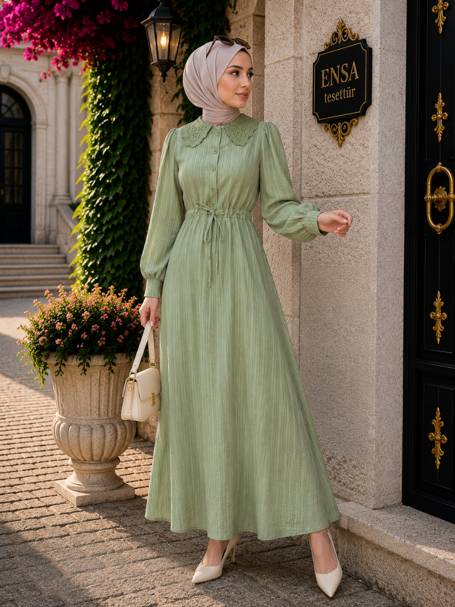 Bebe Yaka Elbise Mint