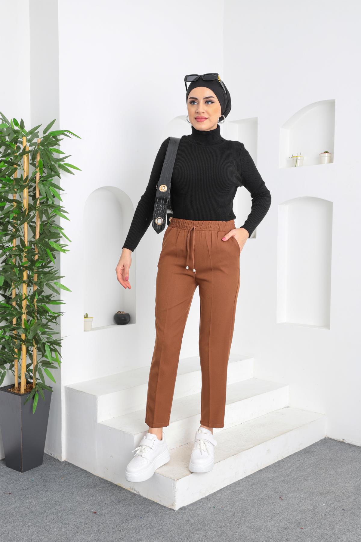 Dar Paça Double Krep Pantolon Vizon
