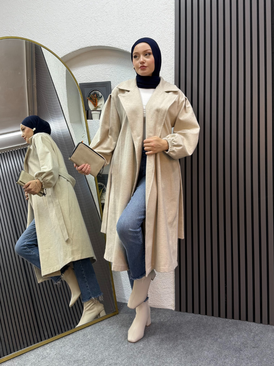 Nora Kaşe Kaban Krem