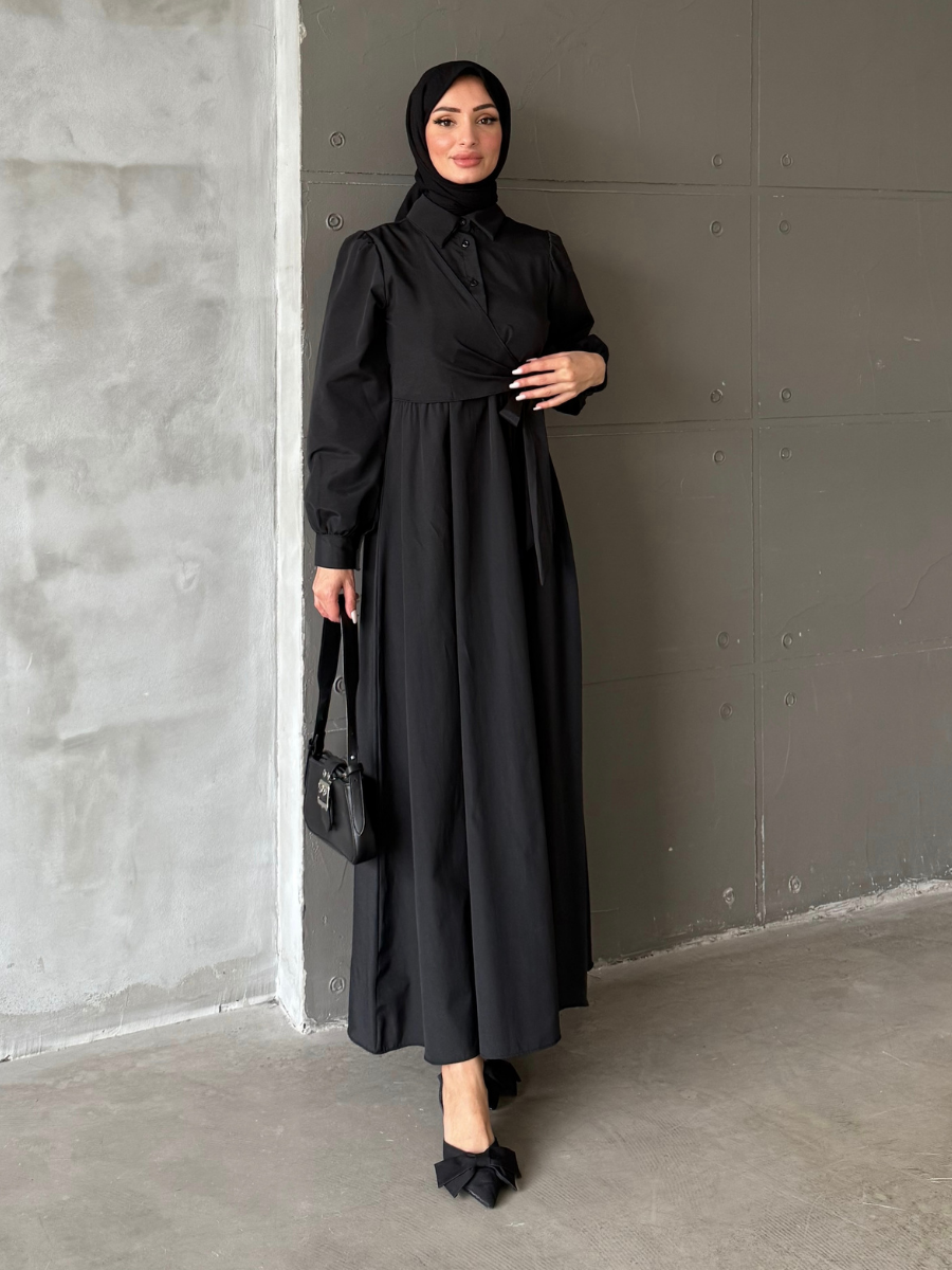 Alime Tericoton Elbise Siyah