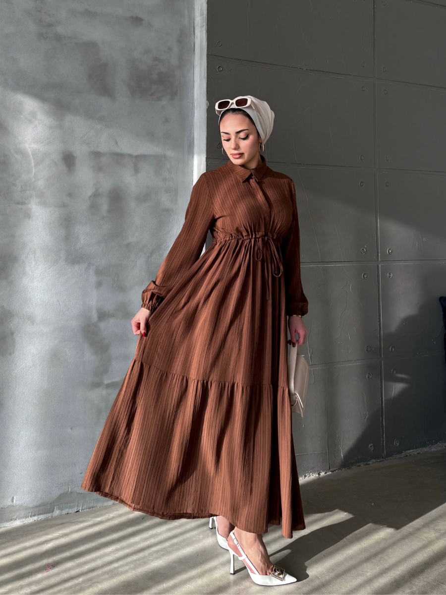 Asya Bürümcek Elbise Kahve