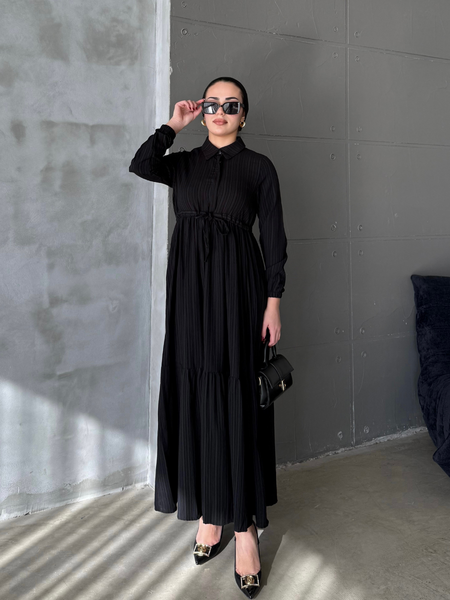 Asya Bürümcek Elbise Siyah