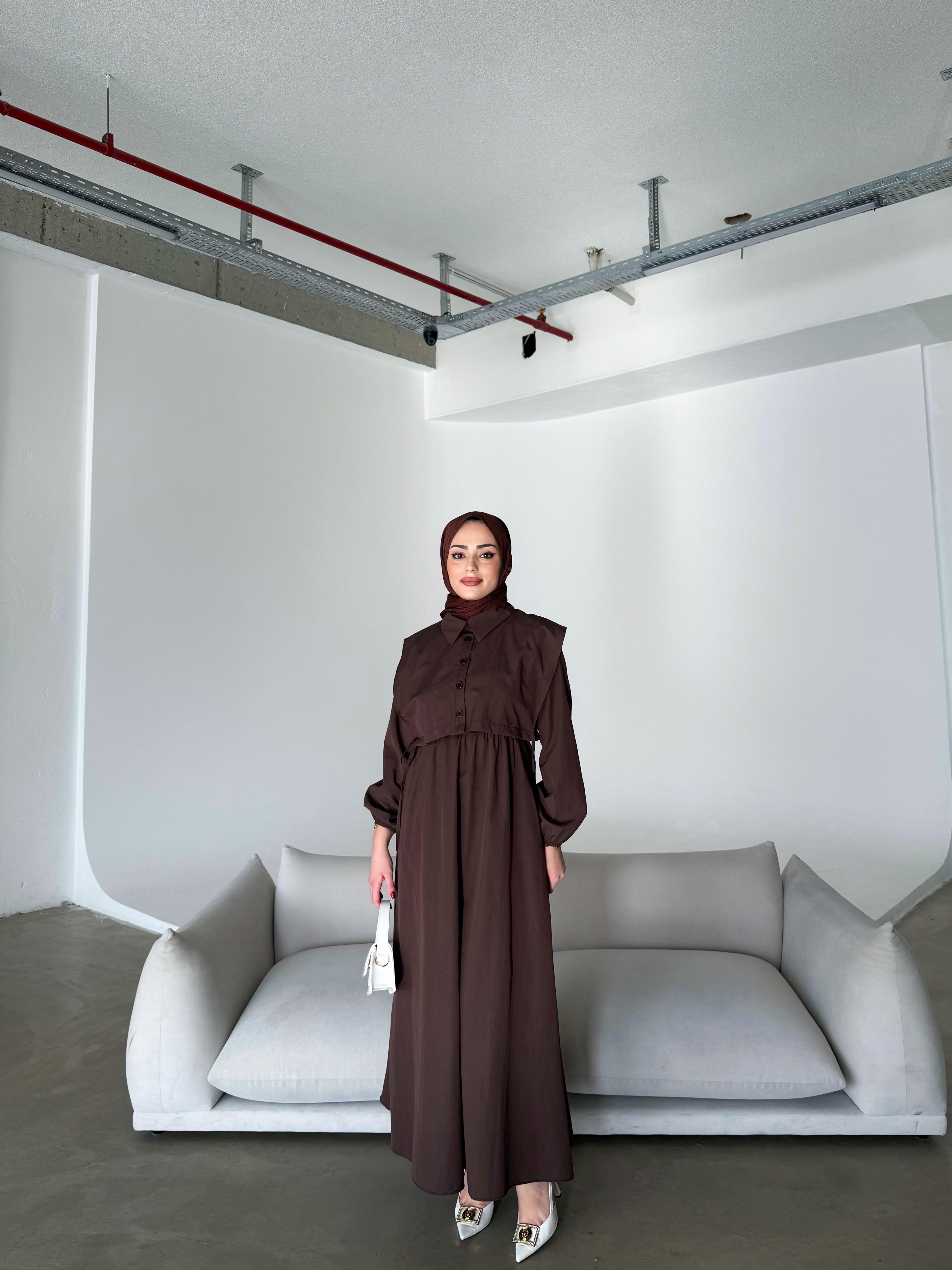 BYMN YELEKLİ ELBİSE Kahve