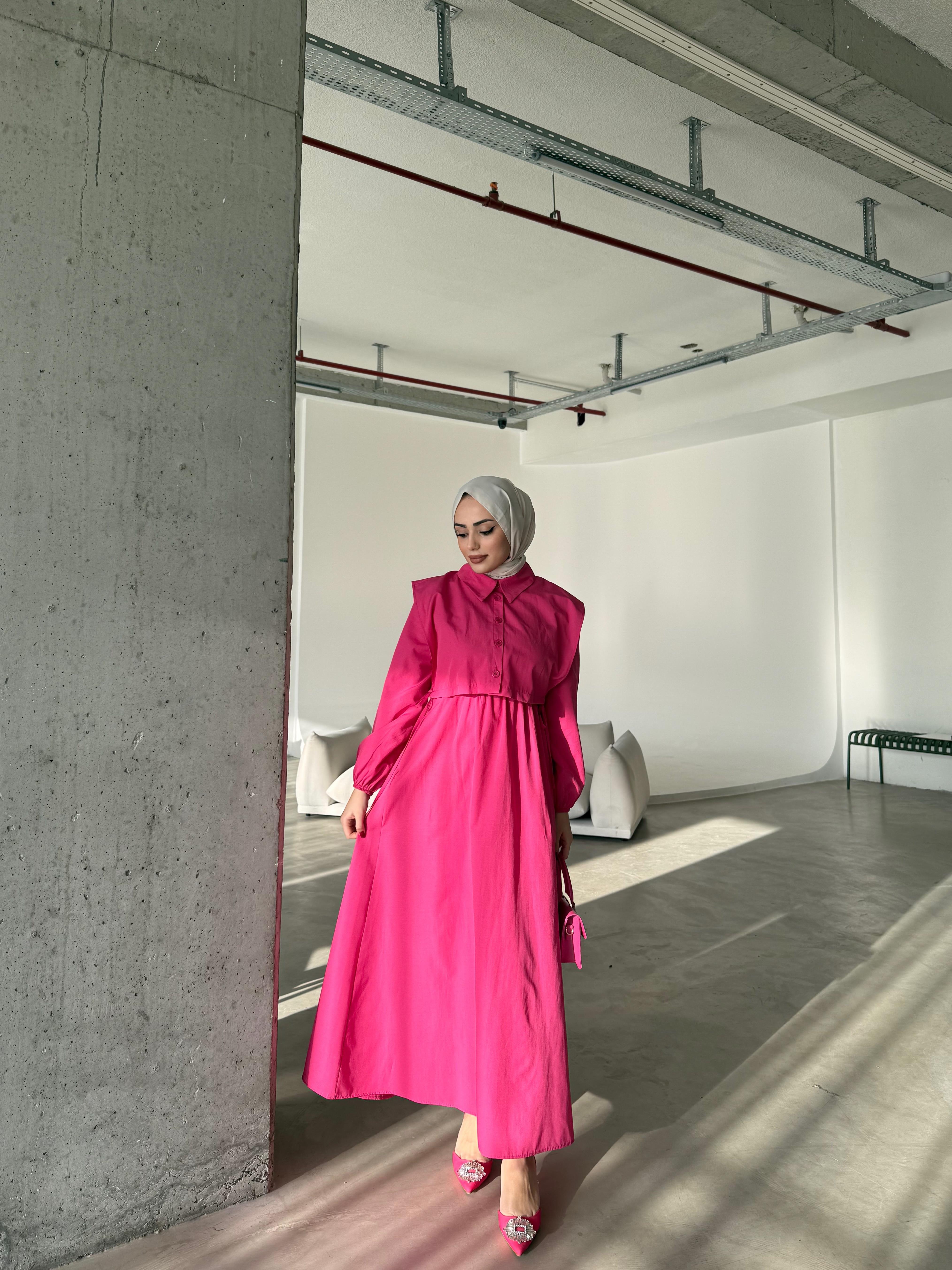 BYMN YELEKLİ ELBİSE Pembe